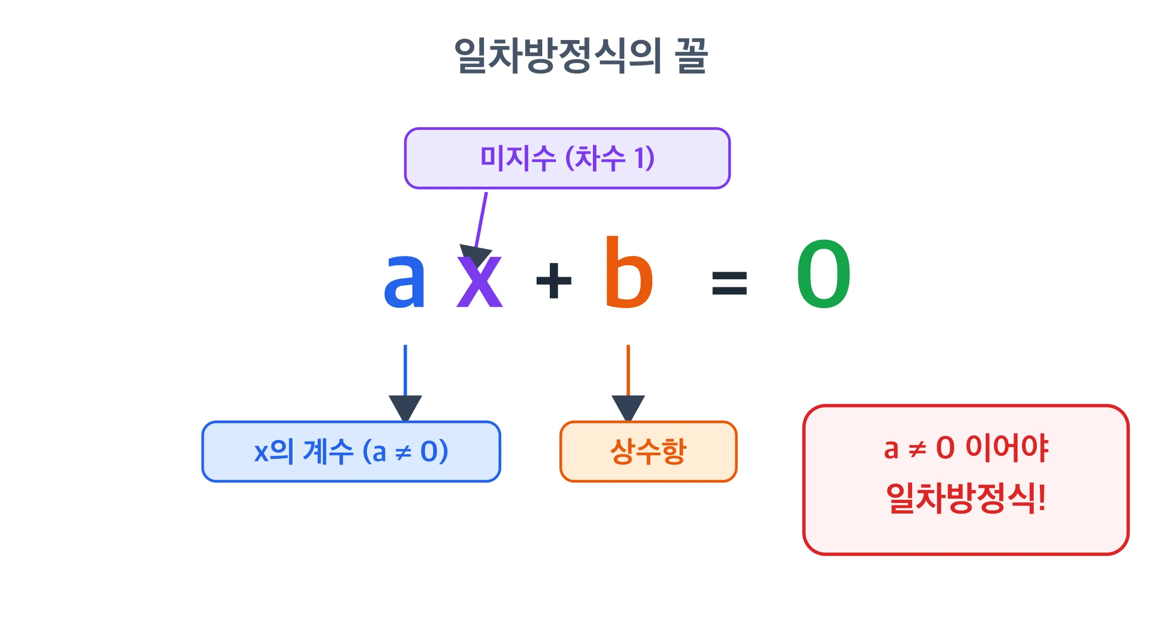 일차방정식의 꼴 ax+b=0