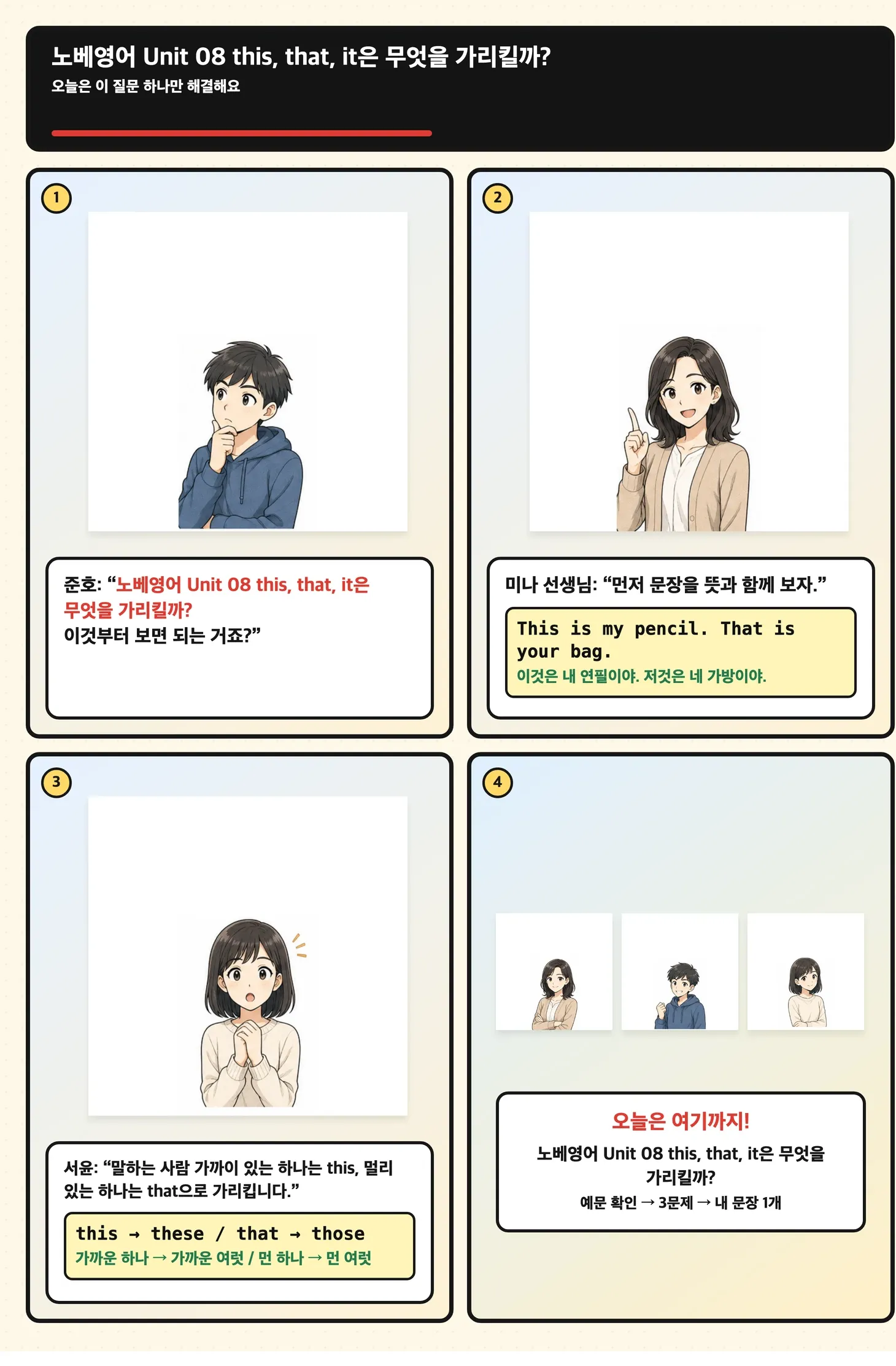 가까움과 멂을 거리 화살표로 보여 주는 학습만화