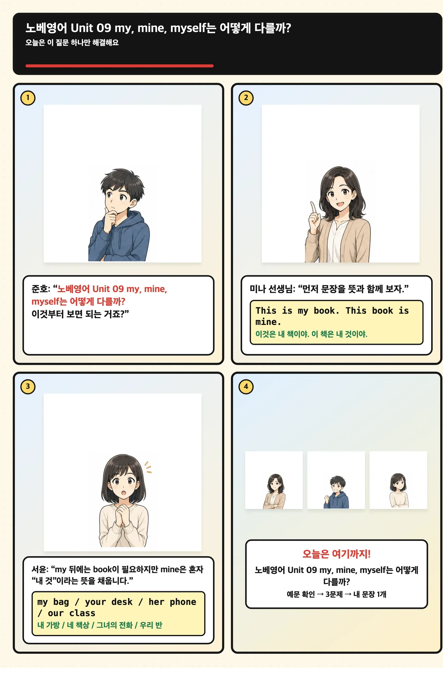 물건에 소유 라벨을 붙이는 학습만화