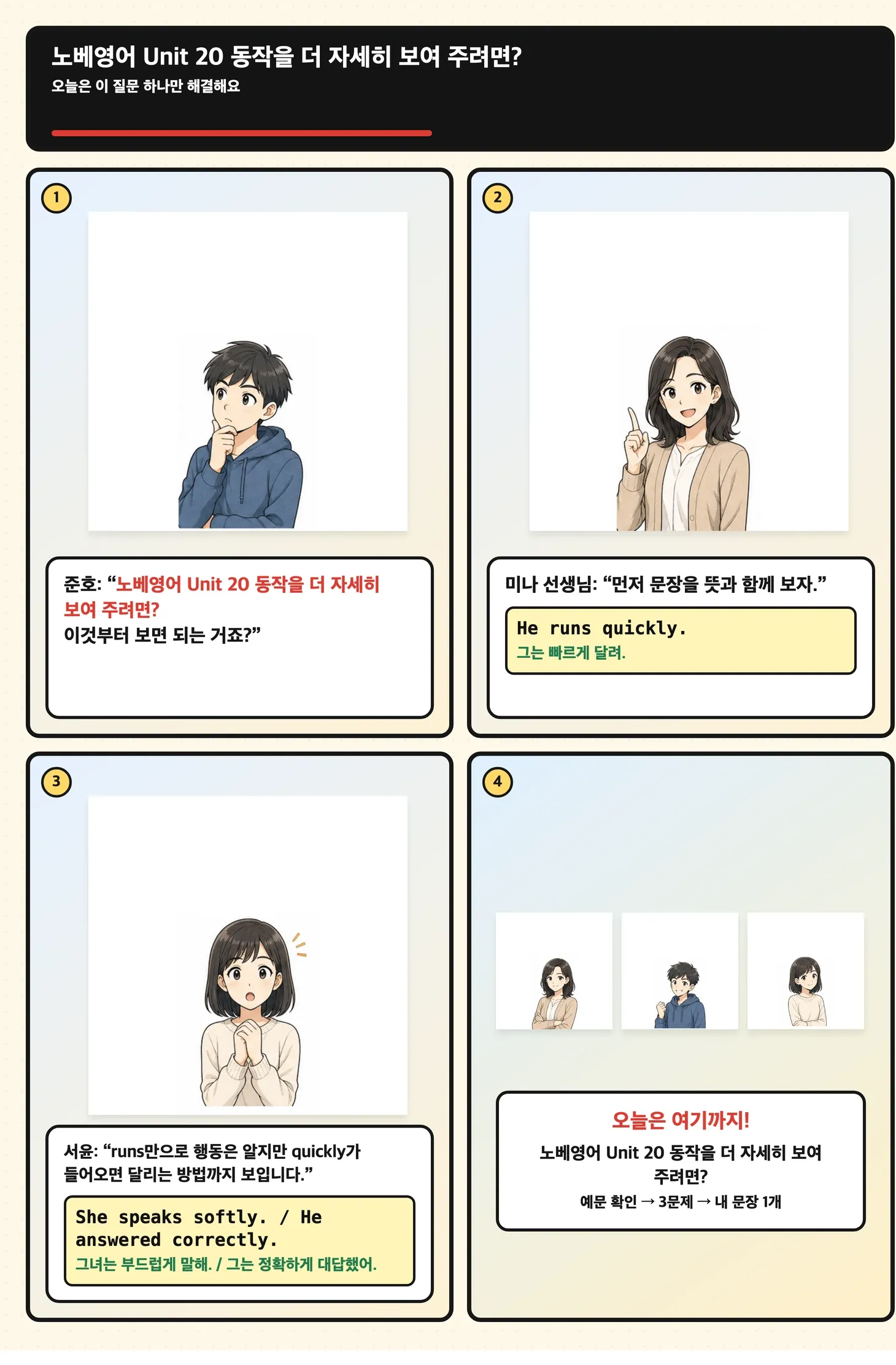 동작 속도계가 설명을 더하는 학습만화